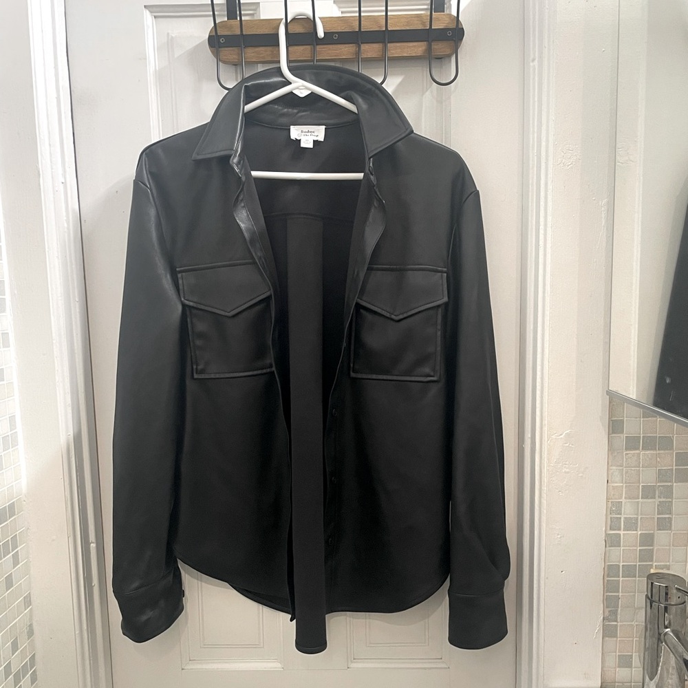 Leather shirt jacket